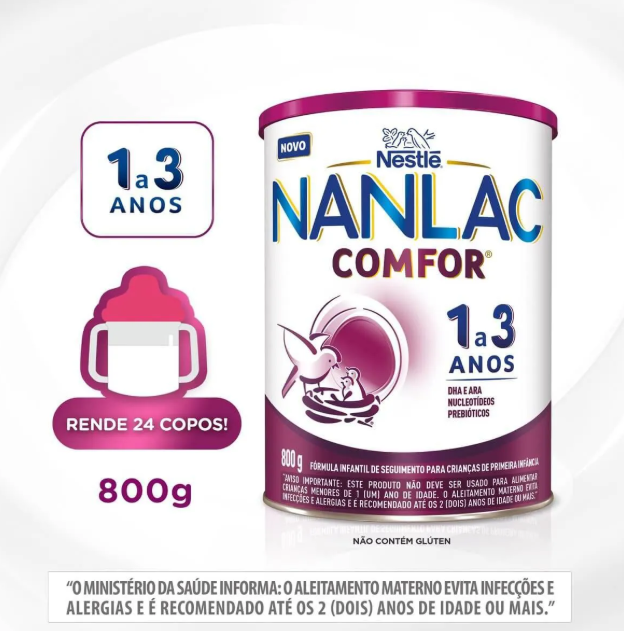 Fórmula Infantil Nanlac Comfor Nestlé 1 a 3 anos 800g - Imagem 4